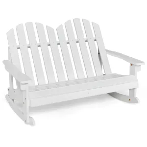 2 Person Outdoor Rocking Adirondack Chair Bench for Kids-White