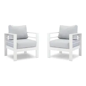 2 Pieces Furniture Aluminum Single Chairs, All-Weather Outdoor Contemporary Sofa Chair with Cushions-example
