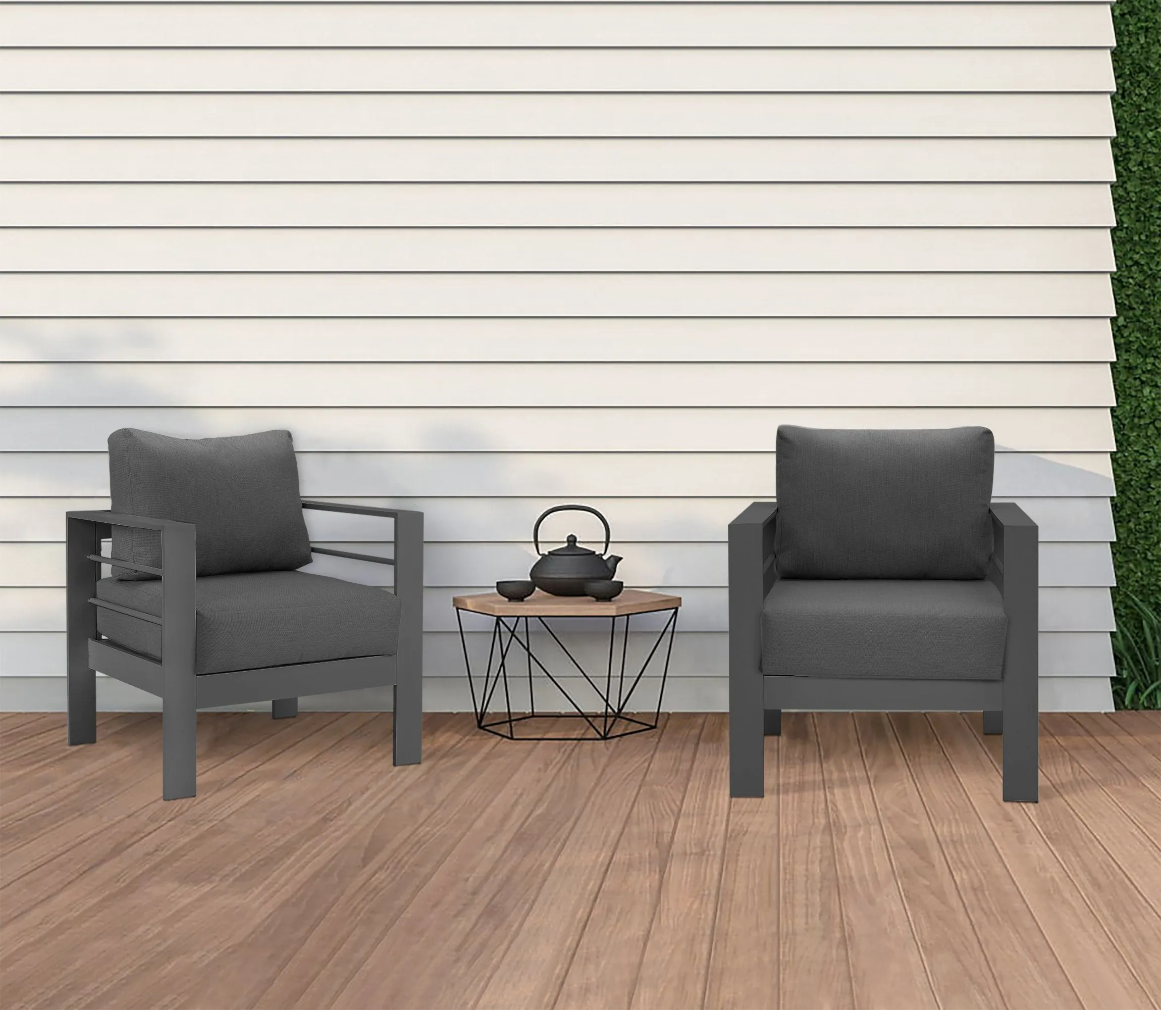 2 Pieces Furniture Aluminum Single Chairs, All-Weather Outdoor Contemporary Sofa Chair with Cushions-example