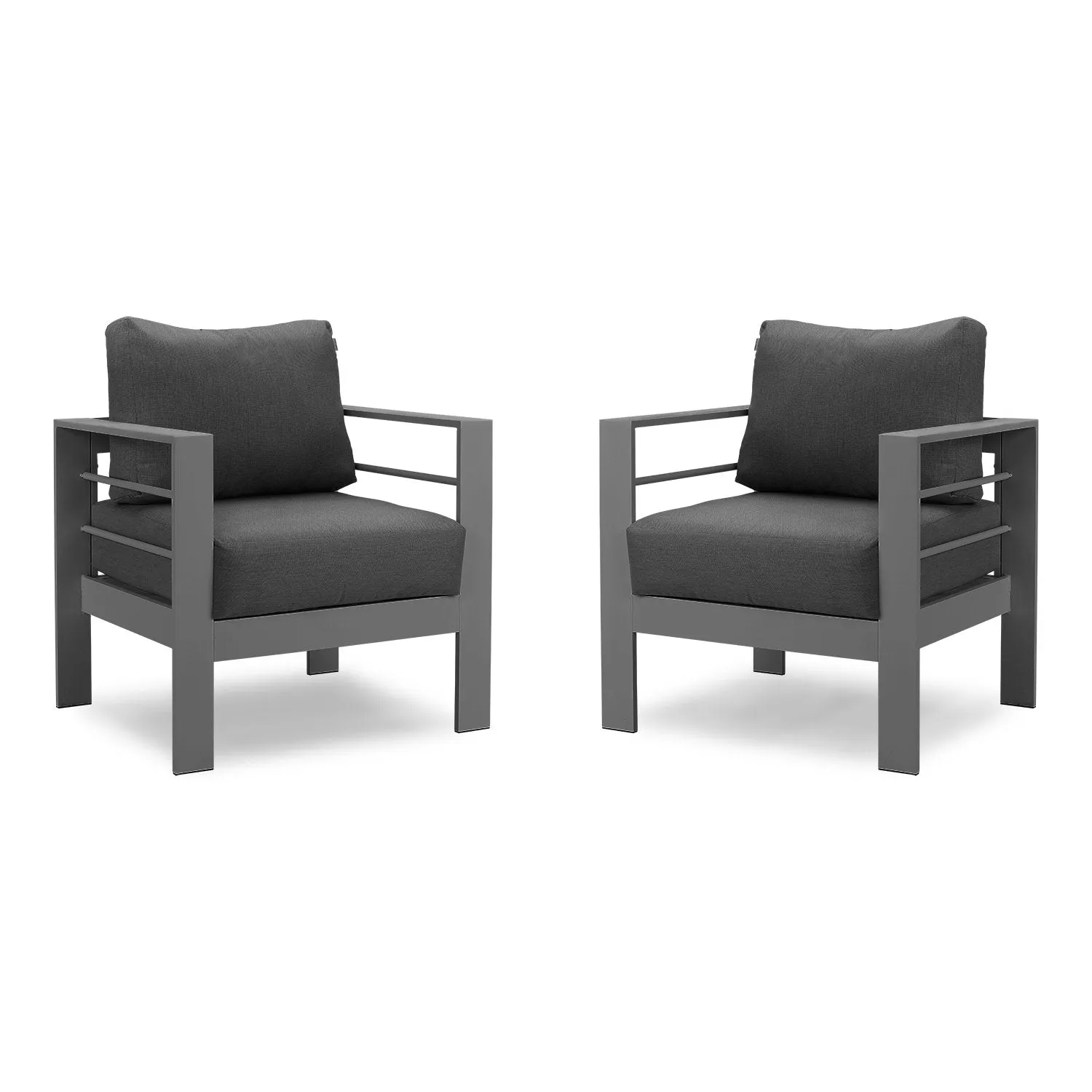 2 Pieces Furniture Aluminum Single Chairs, All-Weather Outdoor Contemporary Sofa Chair with Cushions-example