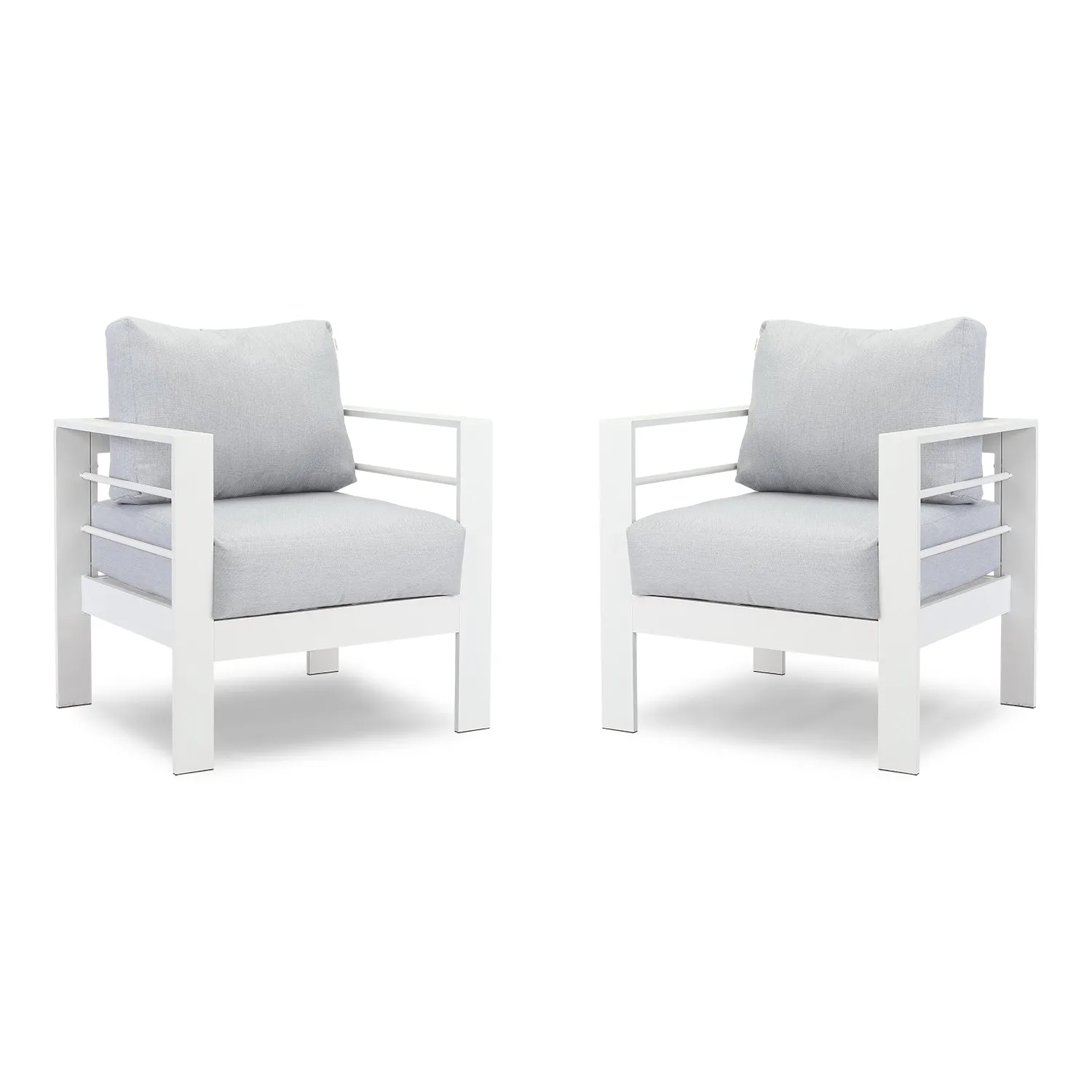 2 Pieces Furniture Aluminum Single Chairs, All-Weather Outdoor Contemporary Sofa Chair with Cushions-example