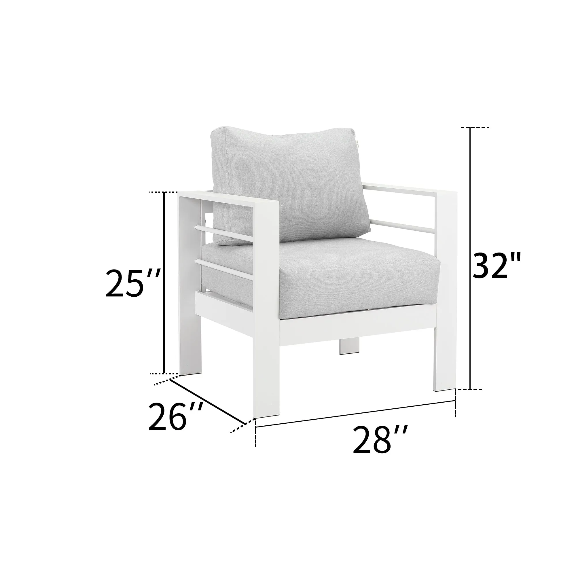 2 Pieces Furniture Aluminum Single Chairs, All-Weather Outdoor Contemporary Sofa Chair with Cushions-example