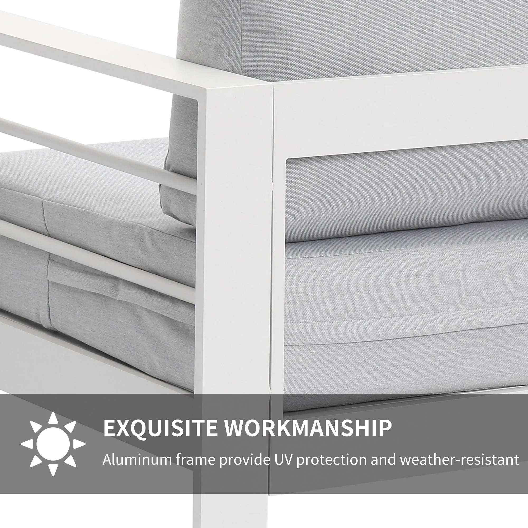 2 Pieces Furniture Aluminum Single Chairs, All-Weather Outdoor Contemporary Sofa Chair with Cushions-example