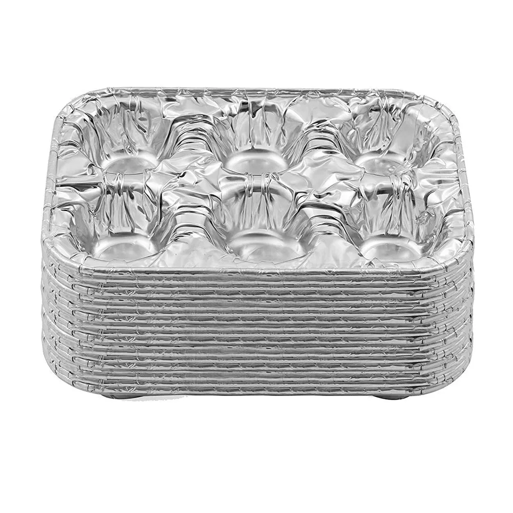 20 Pc Aluminum Foil Muffin Pan 6 Cavity Cake Mold Cupcake Disposable Container