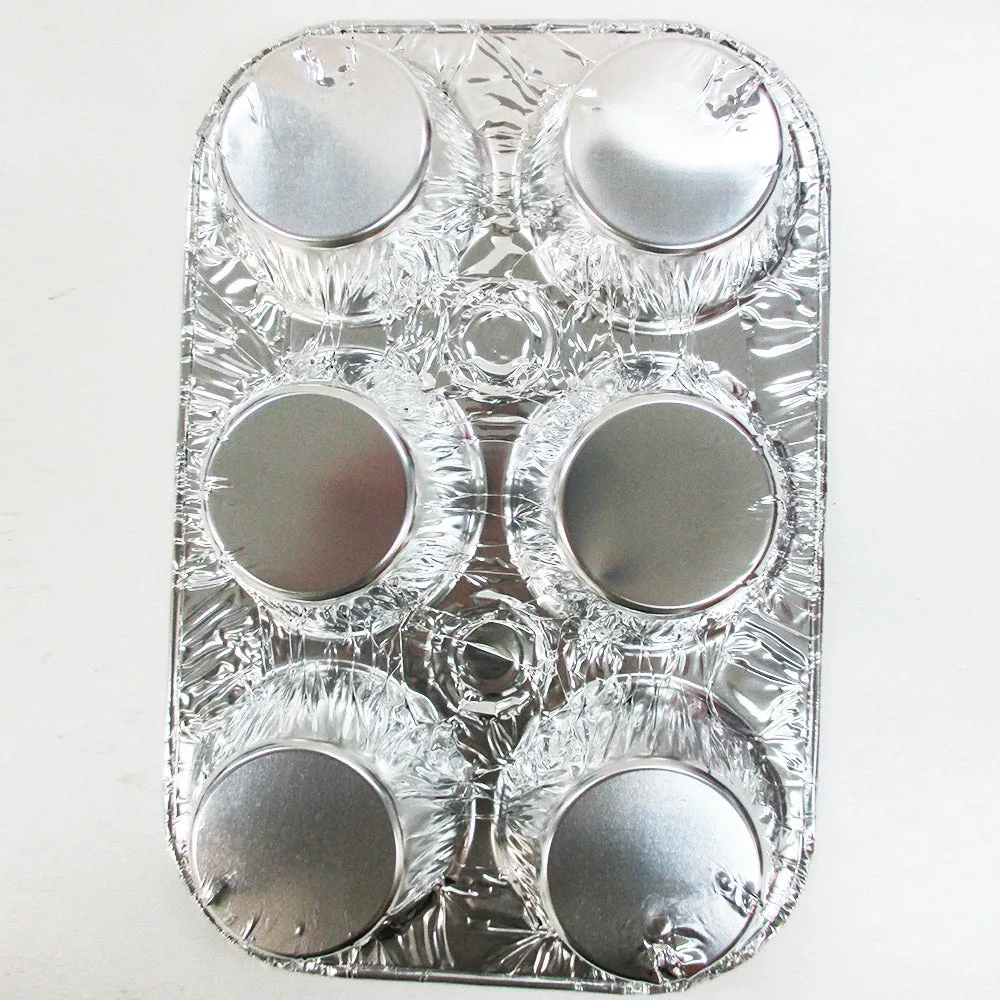 20 Pc Aluminum Foil Muffin Pan 6 Cavity Cake Mold Cupcake Disposable Container