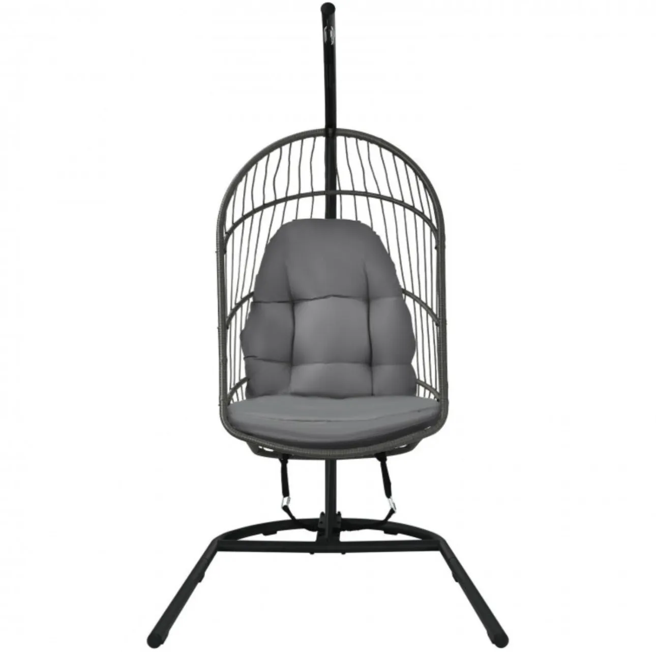 2025 Super Cool Patio Hanging Wicker Egg Chair | Holds 300lbs | With Stand & Cushion | Indoor Or Outdoor | Thick and Soft Comfy Cushions | Heavy Duty