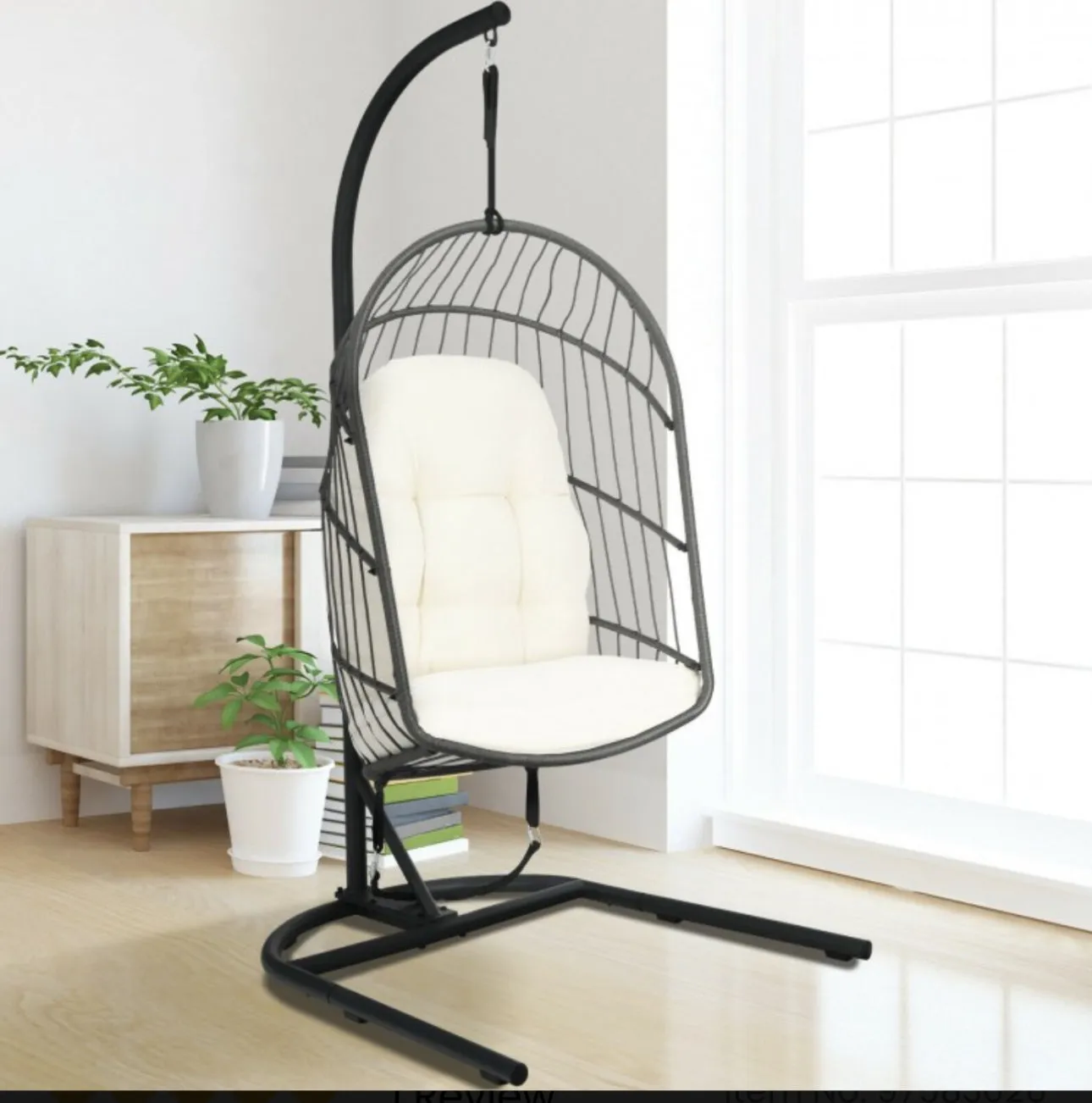 2025 Super Cool Patio Hanging Wicker Egg Chair | Holds 300lbs | With Stand & Cushion | Indoor Or Outdoor | Thick and Soft Comfy Cushions | Heavy Duty