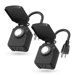 24 Hour Mechanical Outdoor Light Timer 3-Prong 2-Pack BN-LINK