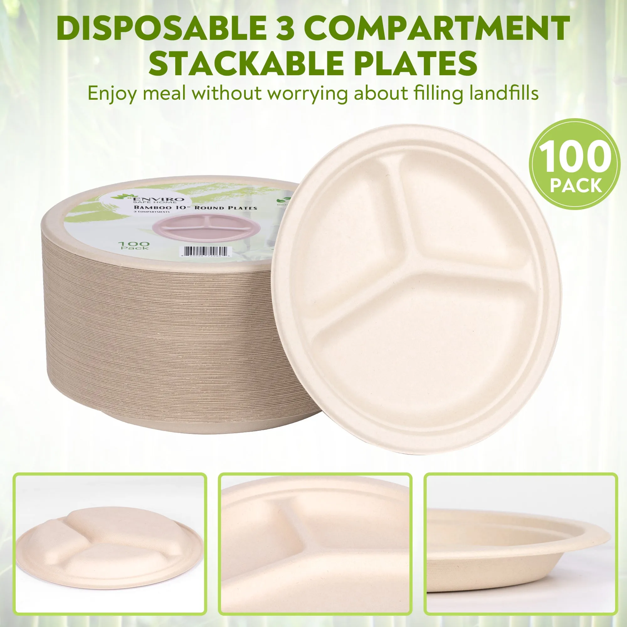 3 Compartment Plates 10Inch