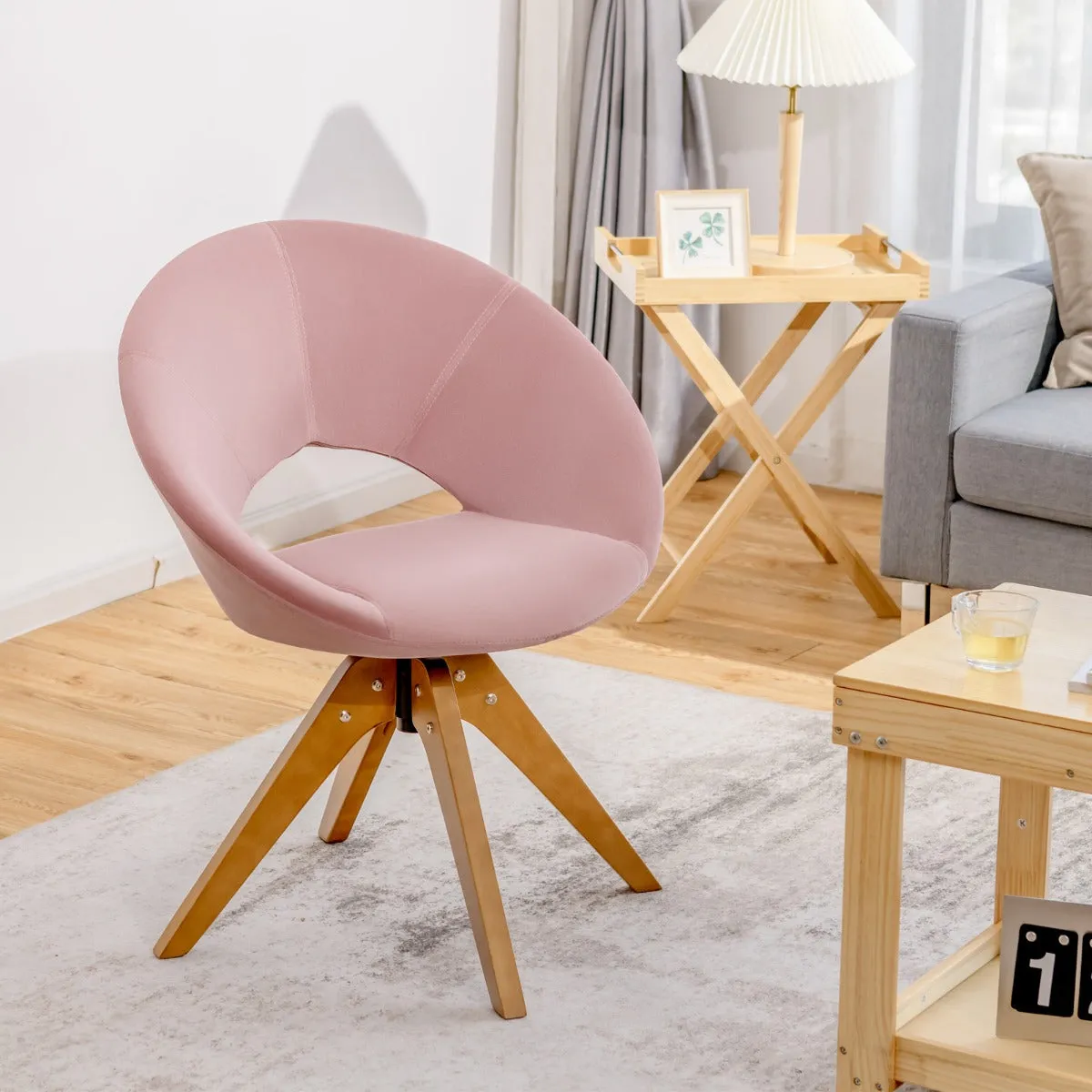 360° Swivel Velvet Accent Chair for Living Room, Bedroom and Office