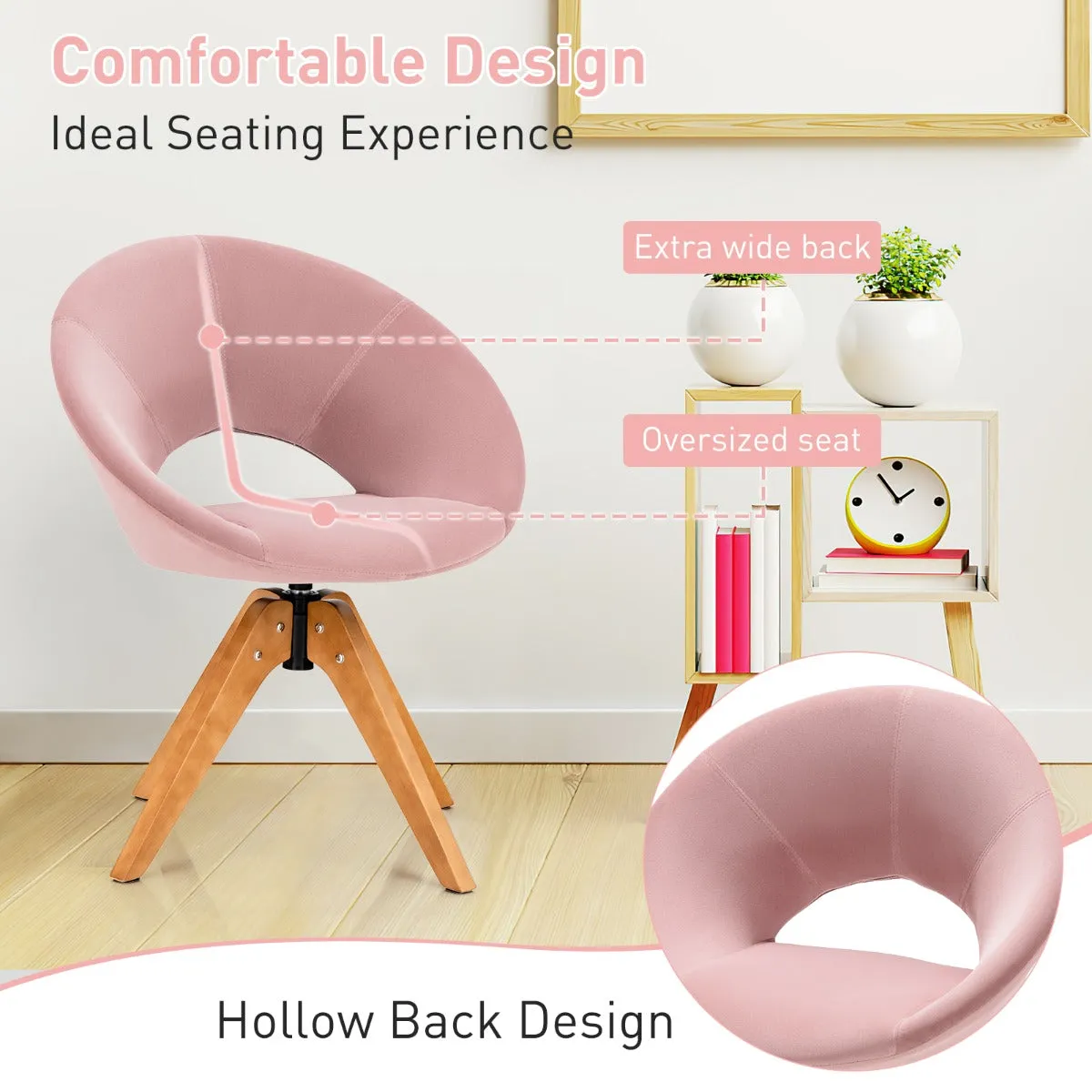 360° Swivel Velvet Accent Chair for Living Room, Bedroom and Office