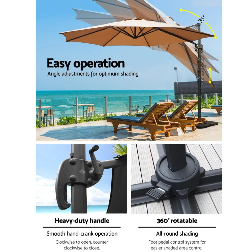 3m UV50  Cantilever Outdoor Umbrella w/Base, Instahut