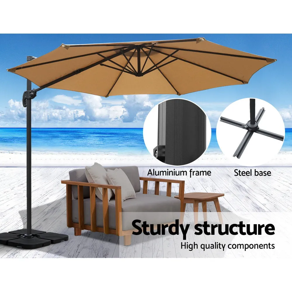 3m UV50  Cantilever Outdoor Umbrella w/Base, Instahut