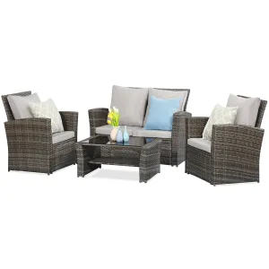 4 Piece Patio Furniture Set with Coffee Table