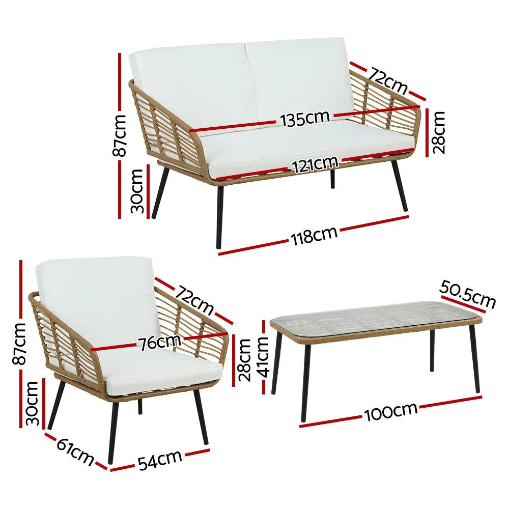 4 Seater Rattan Outdoor Lounge Set