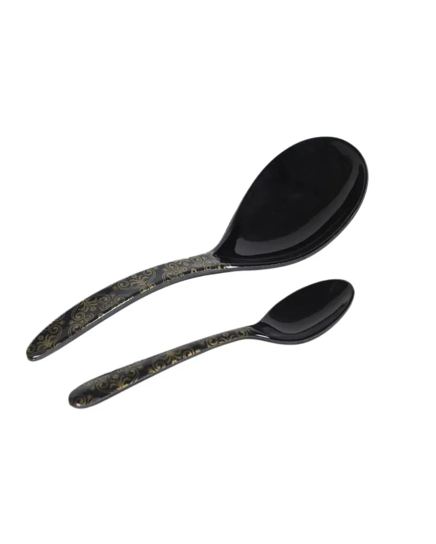 Abstract Black Gold Melamine Dinner Set | Set of 46 pcs