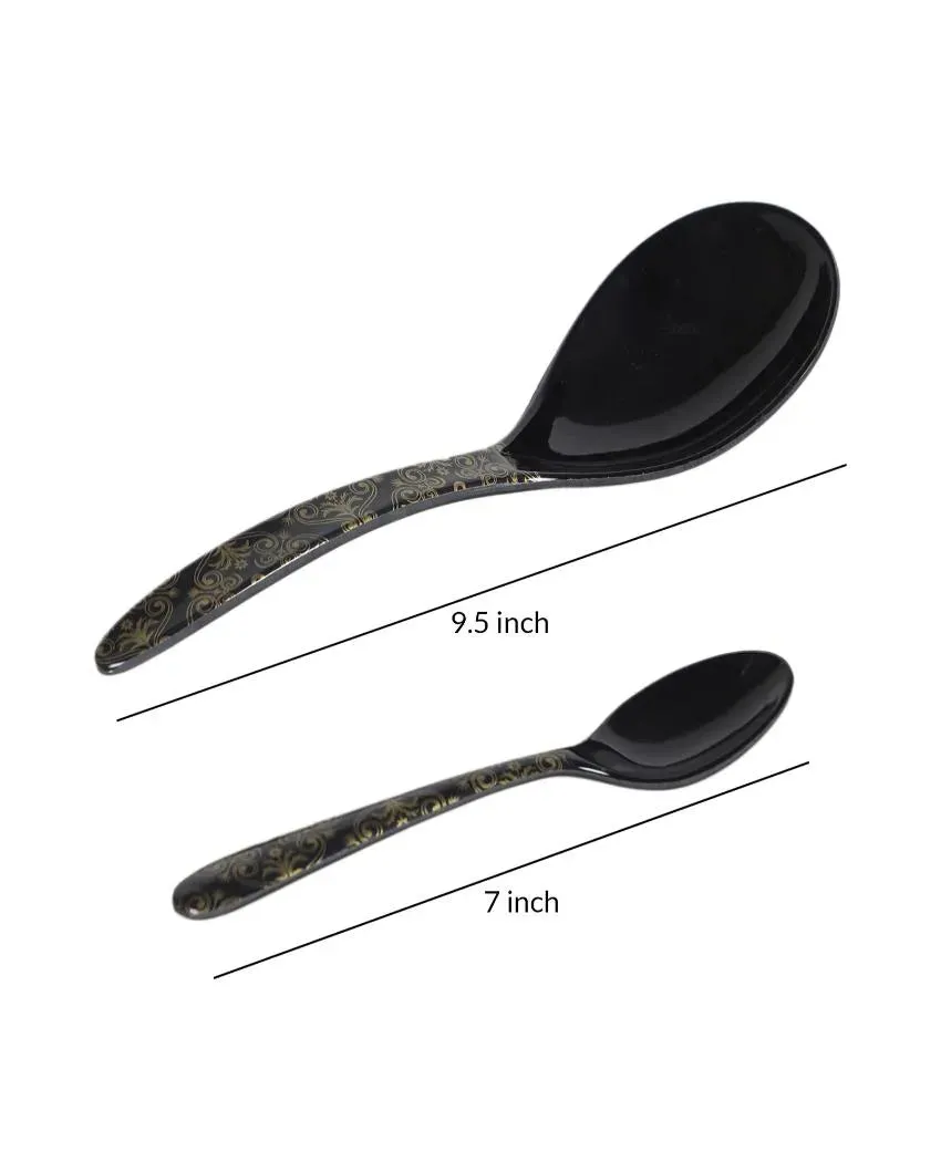 Abstract Black Gold Melamine Dinner Set | Set of 46 pcs