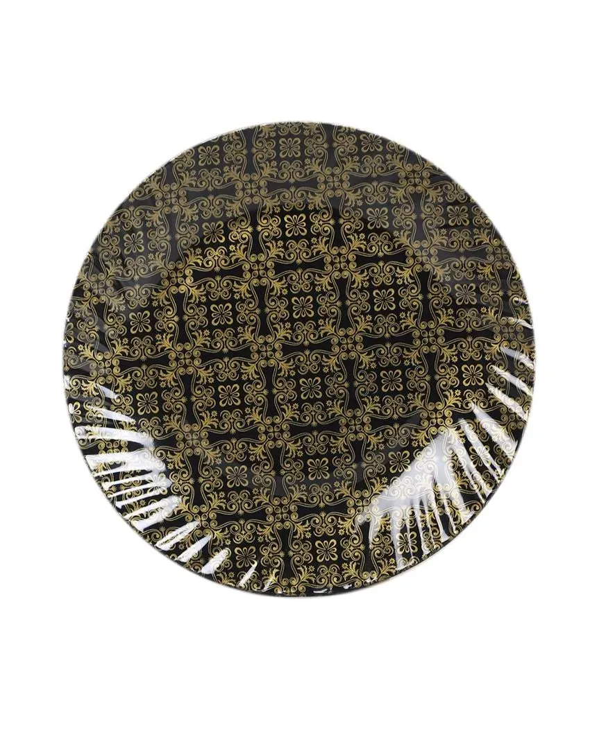 Abstract Black Gold Melamine Dinner Set | Set of 46 pcs