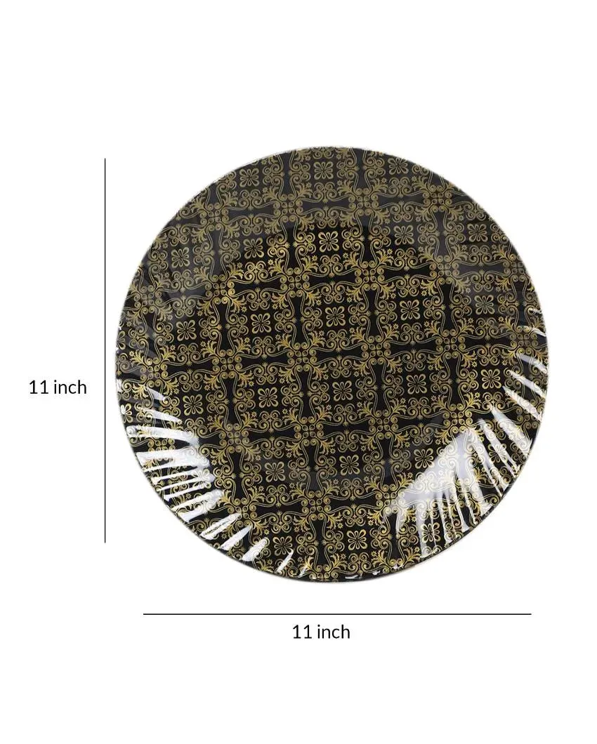 Abstract Black Gold Melamine Dinner Set | Set of 46 pcs