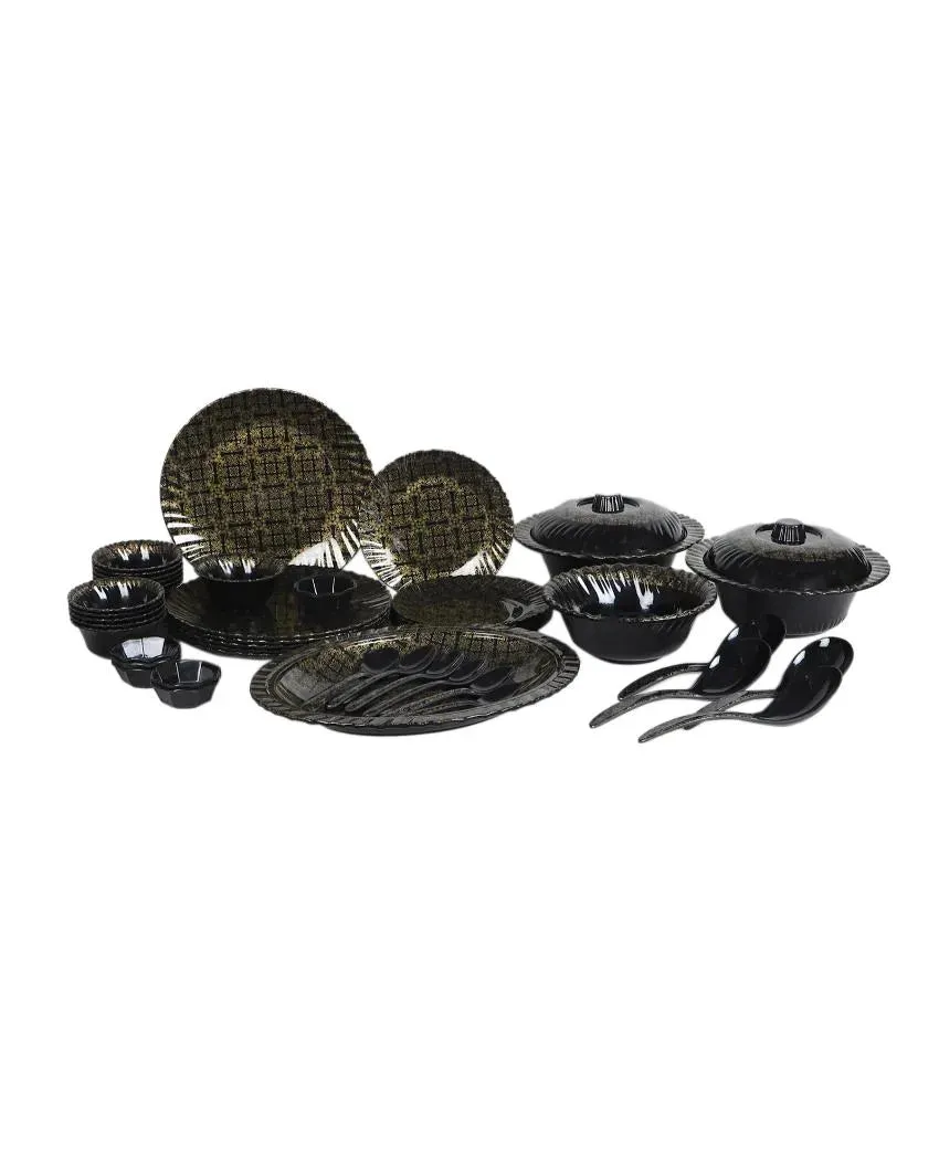 Abstract Black Gold Melamine Dinner Set | Set of 46 pcs