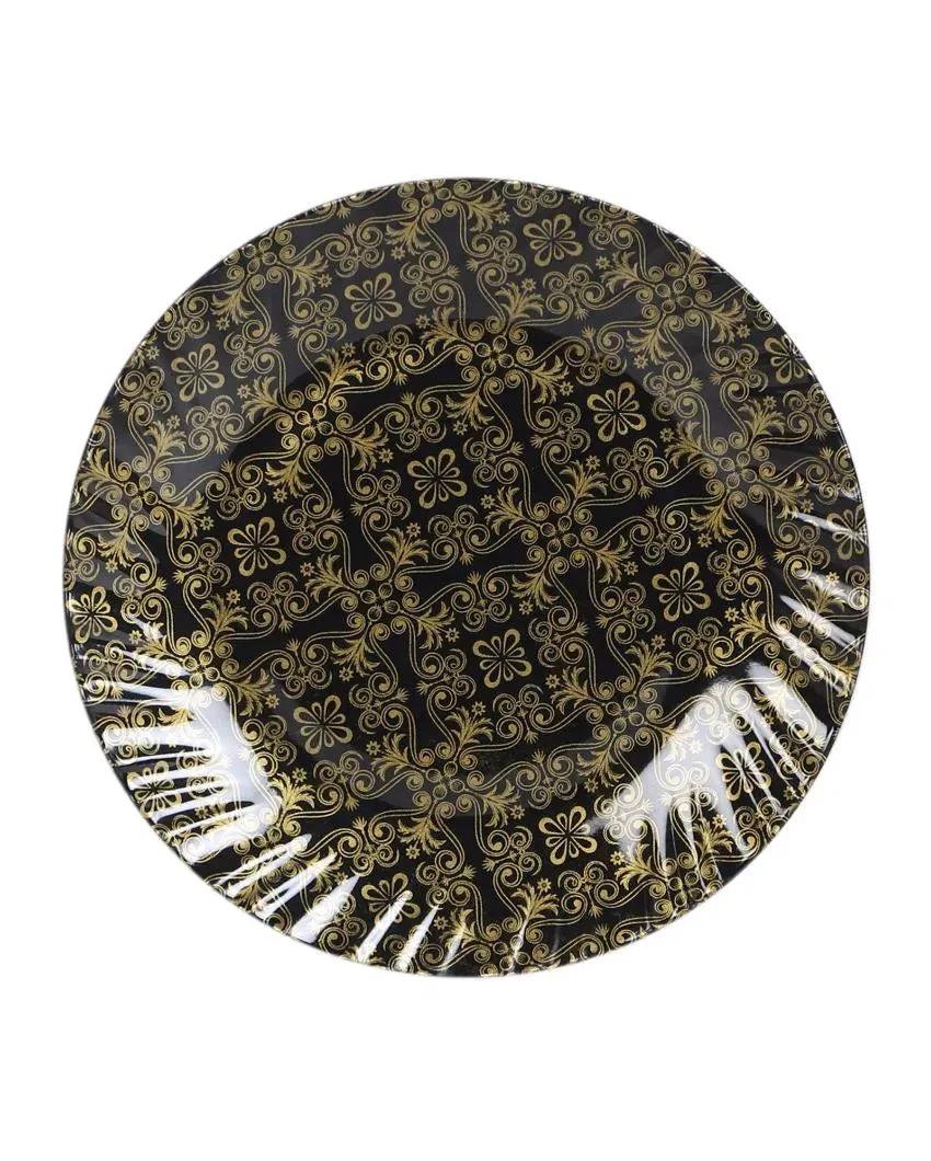Abstract Black Gold Melamine Dinner Set | Set of 46 pcs