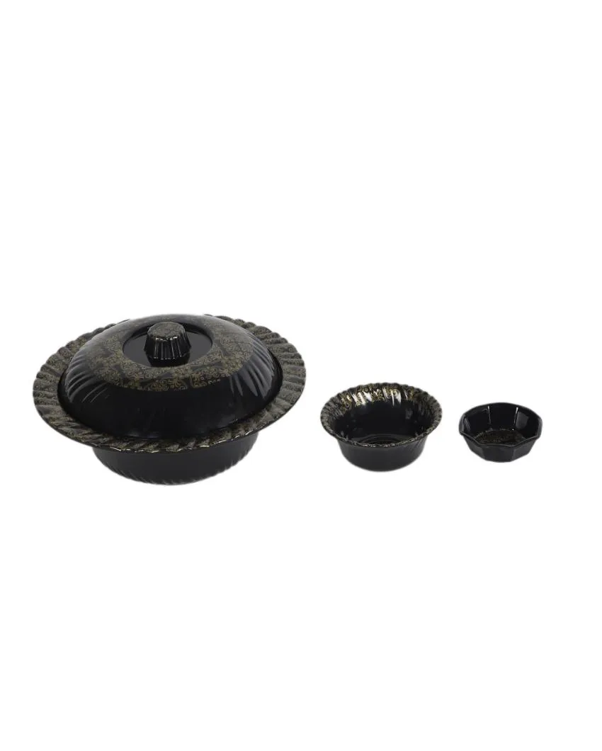 Abstract Black Gold Melamine Dinner Set | Set of 46 pcs