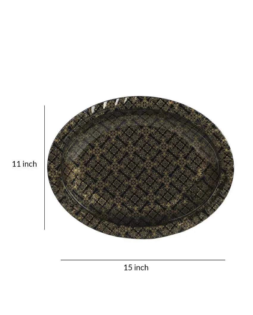 Abstract Black Gold Melamine Dinner Set | Set of 46 pcs