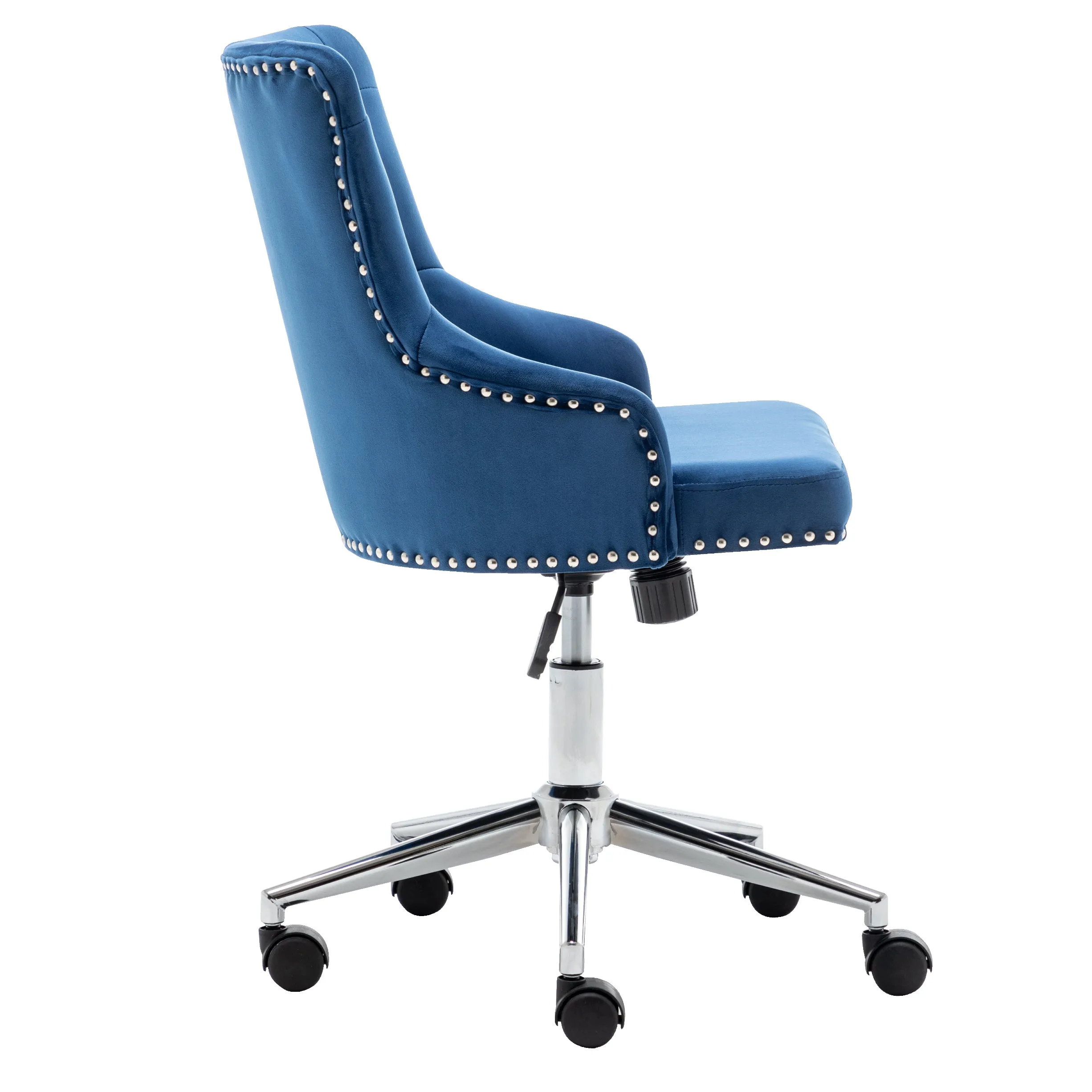 Adjustable Velvet Navy Blue Tufted Leisure Chrome Nail Head Trim Upholstery Home Office Chair