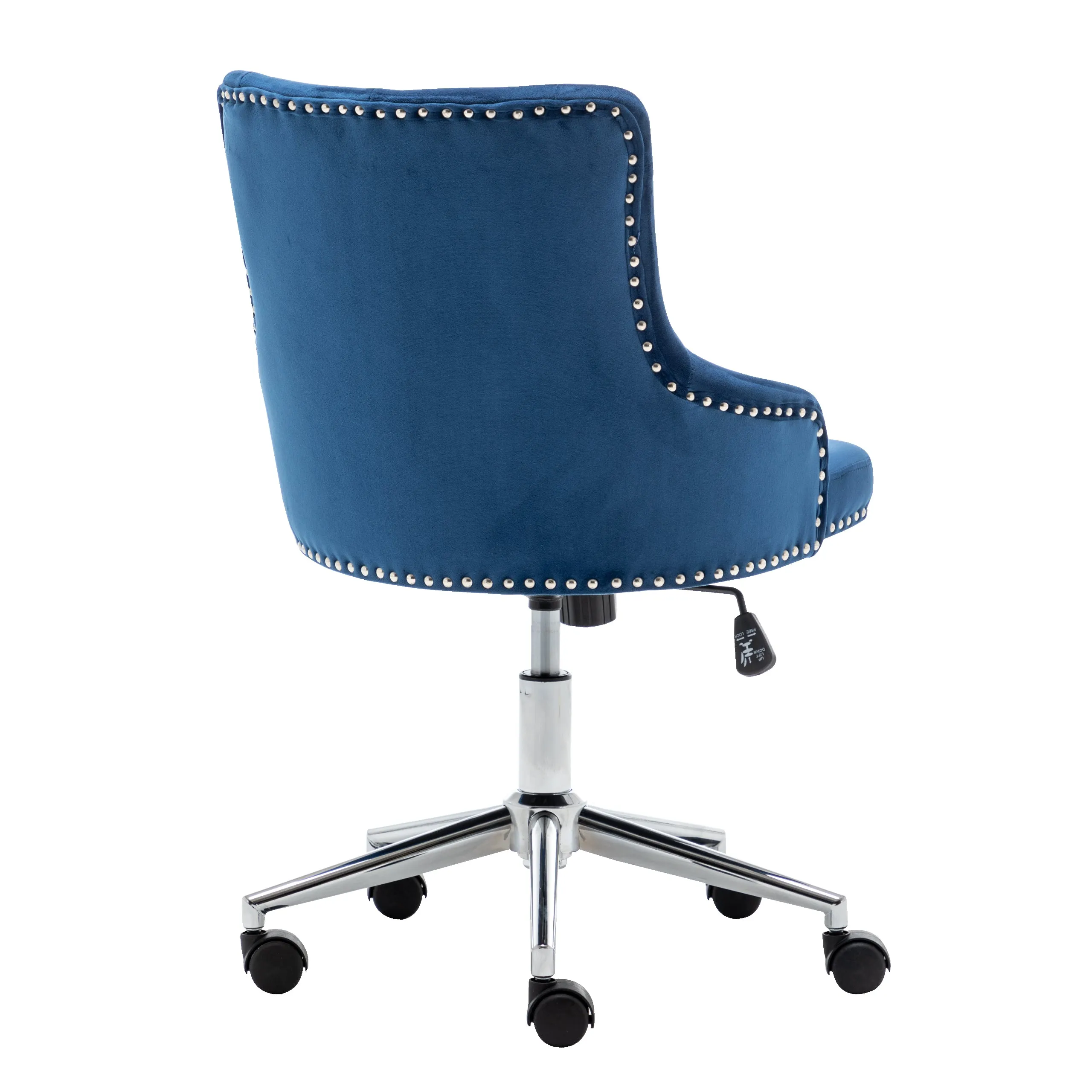Adjustable Velvet Navy Blue Tufted Leisure Chrome Nail Head Trim Upholstery Home Office Chair