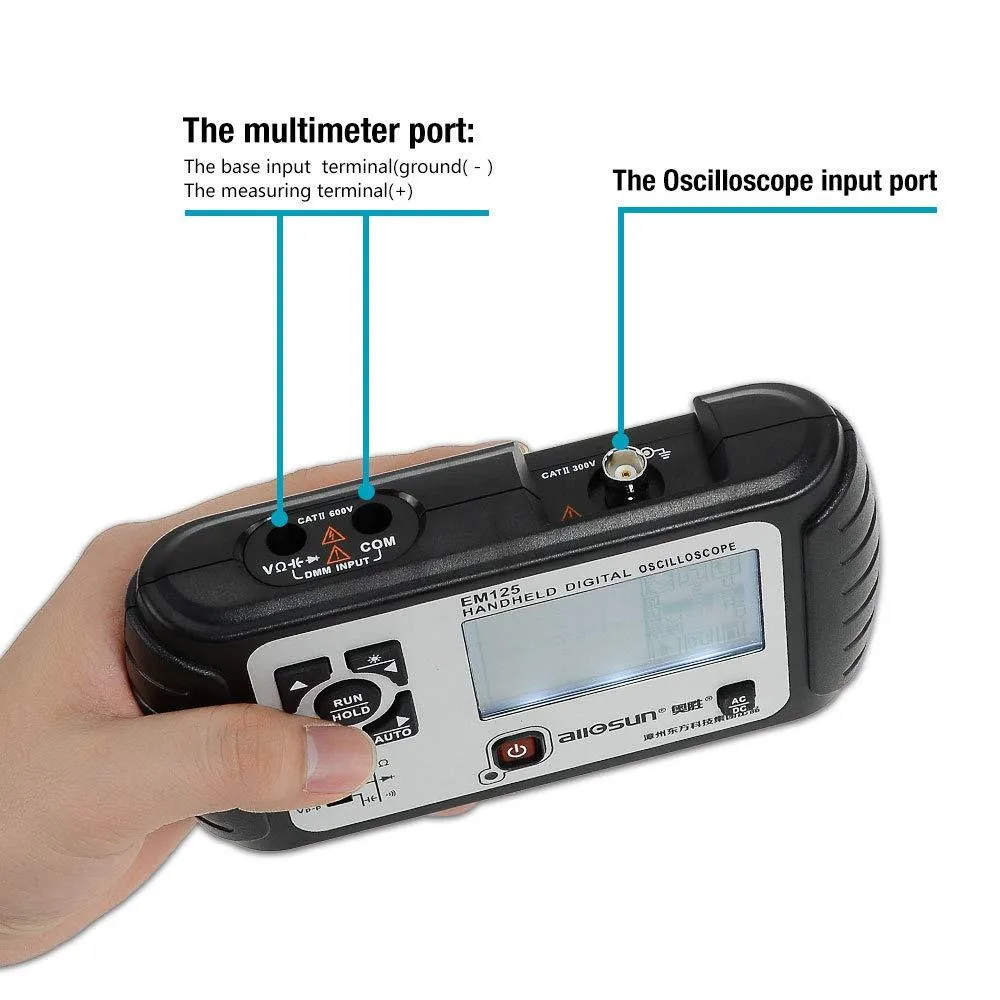 ALLOSUN Oscilloscope Handheld Scope Digital Storage Meter and Digital Multimeter DMM 25MHz Single Channel