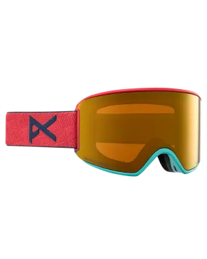 Anon Women's M3 Snow Goggles   Bonus Lens   Mfi® Face Mask - Coral/Perceive Sunny Bronze Lens