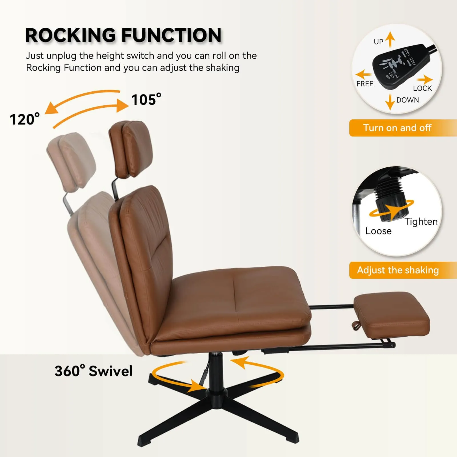 Armless Cross Legged Desk Chair with Headrest&Footrest OC202