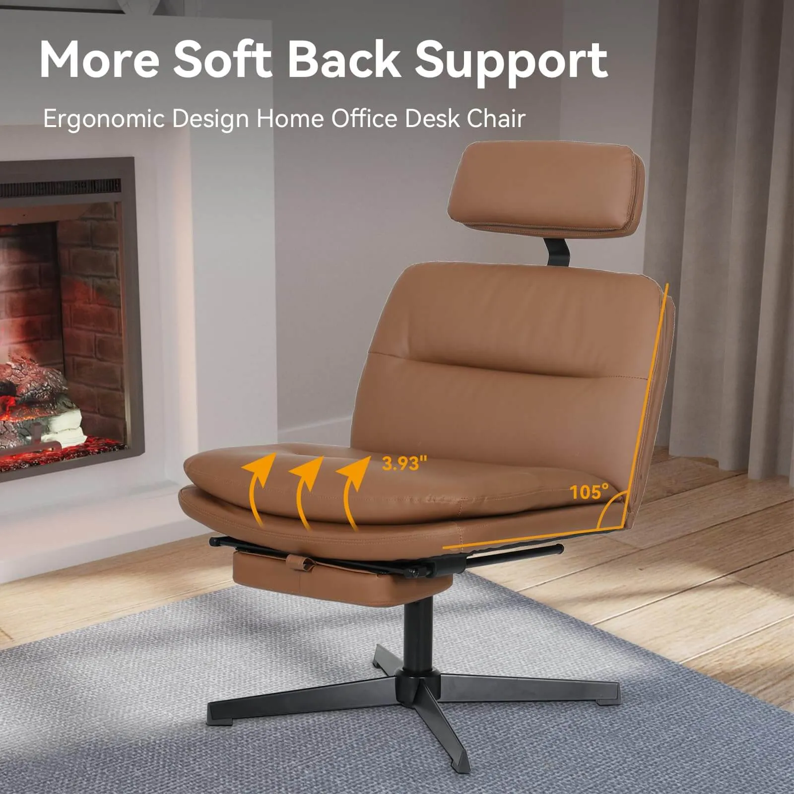 Armless Cross Legged Desk Chair with Headrest&Footrest OC202