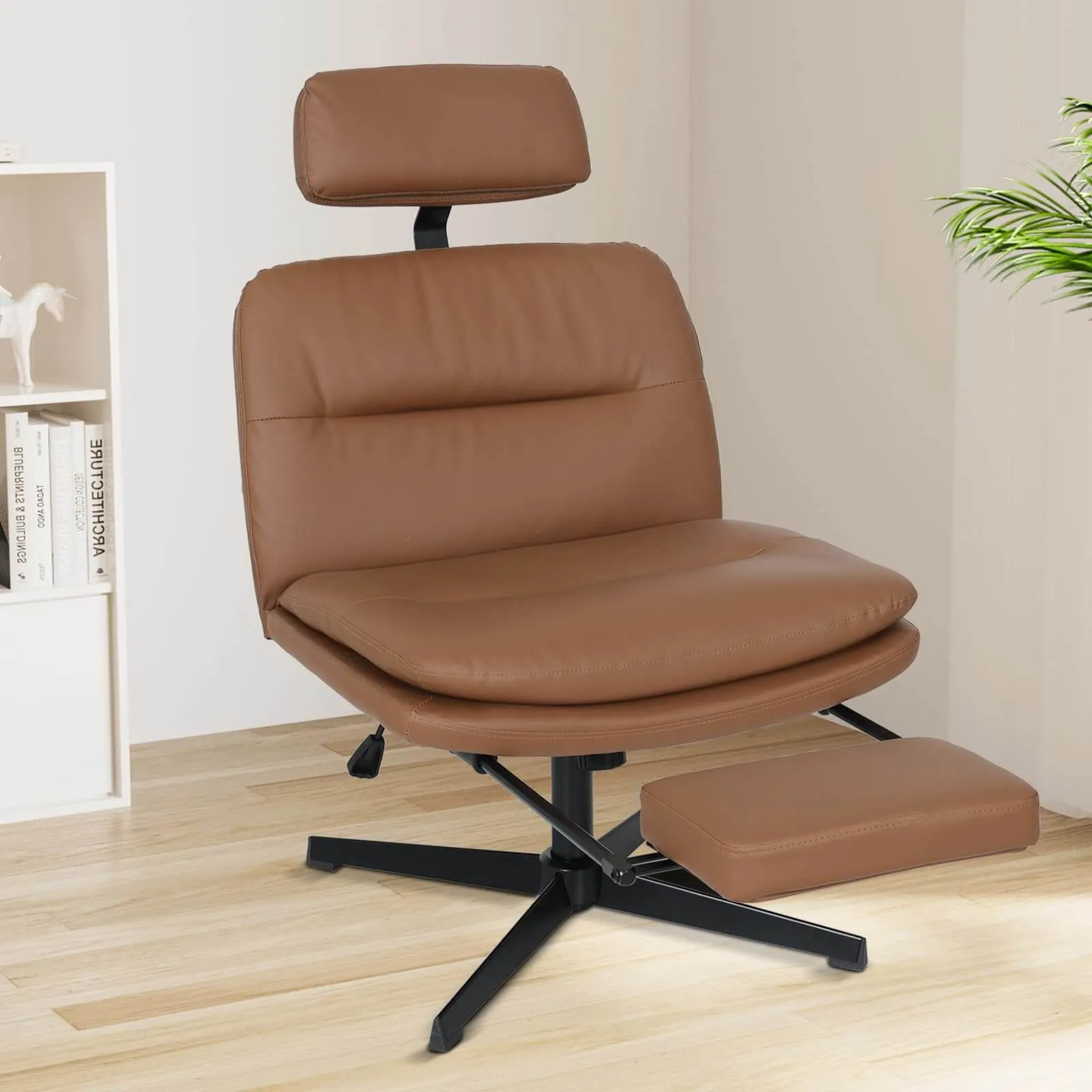 Armless Cross Legged Desk Chair with Headrest&Footrest OC202