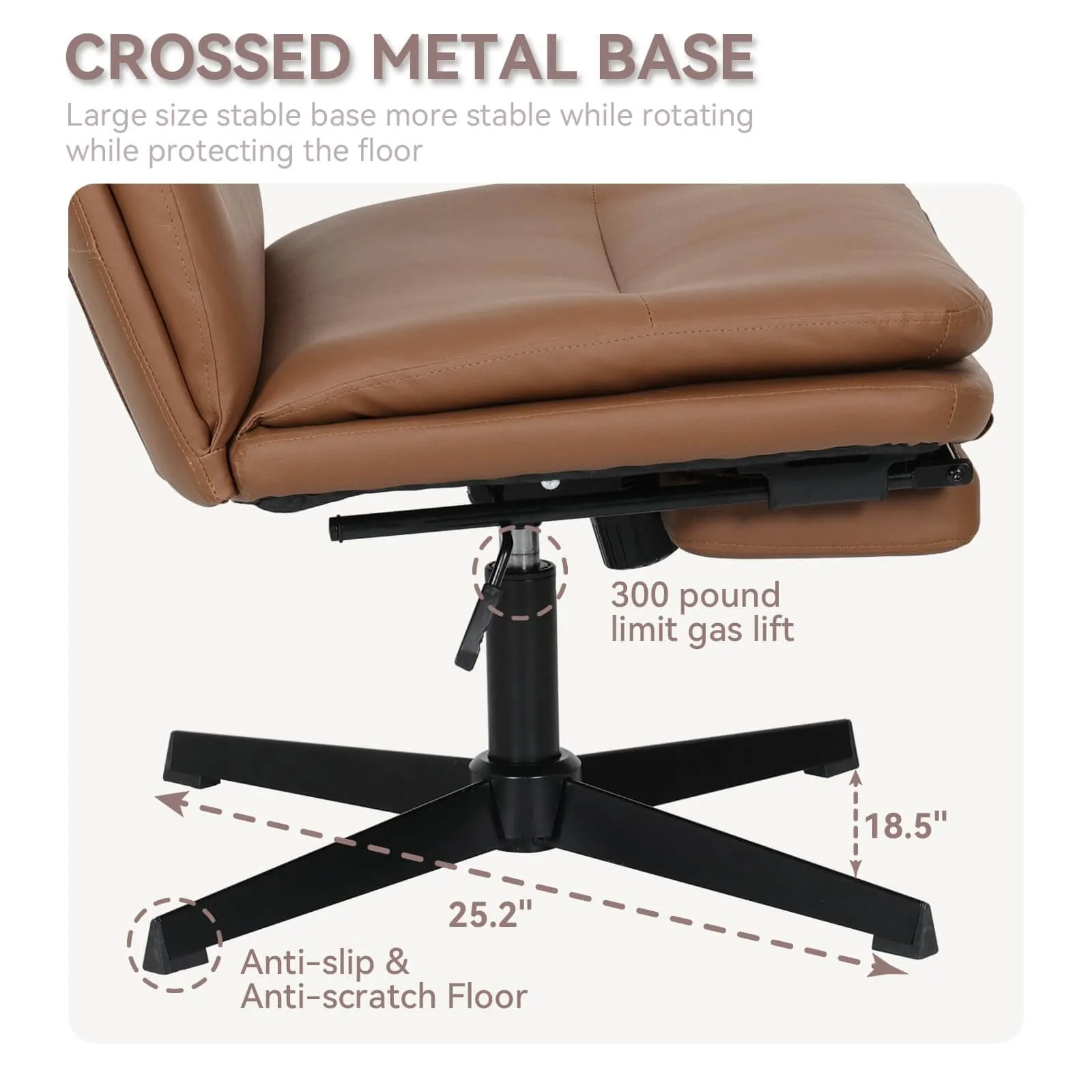 Armless Cross Legged Desk Chair with Headrest&Footrest OC202