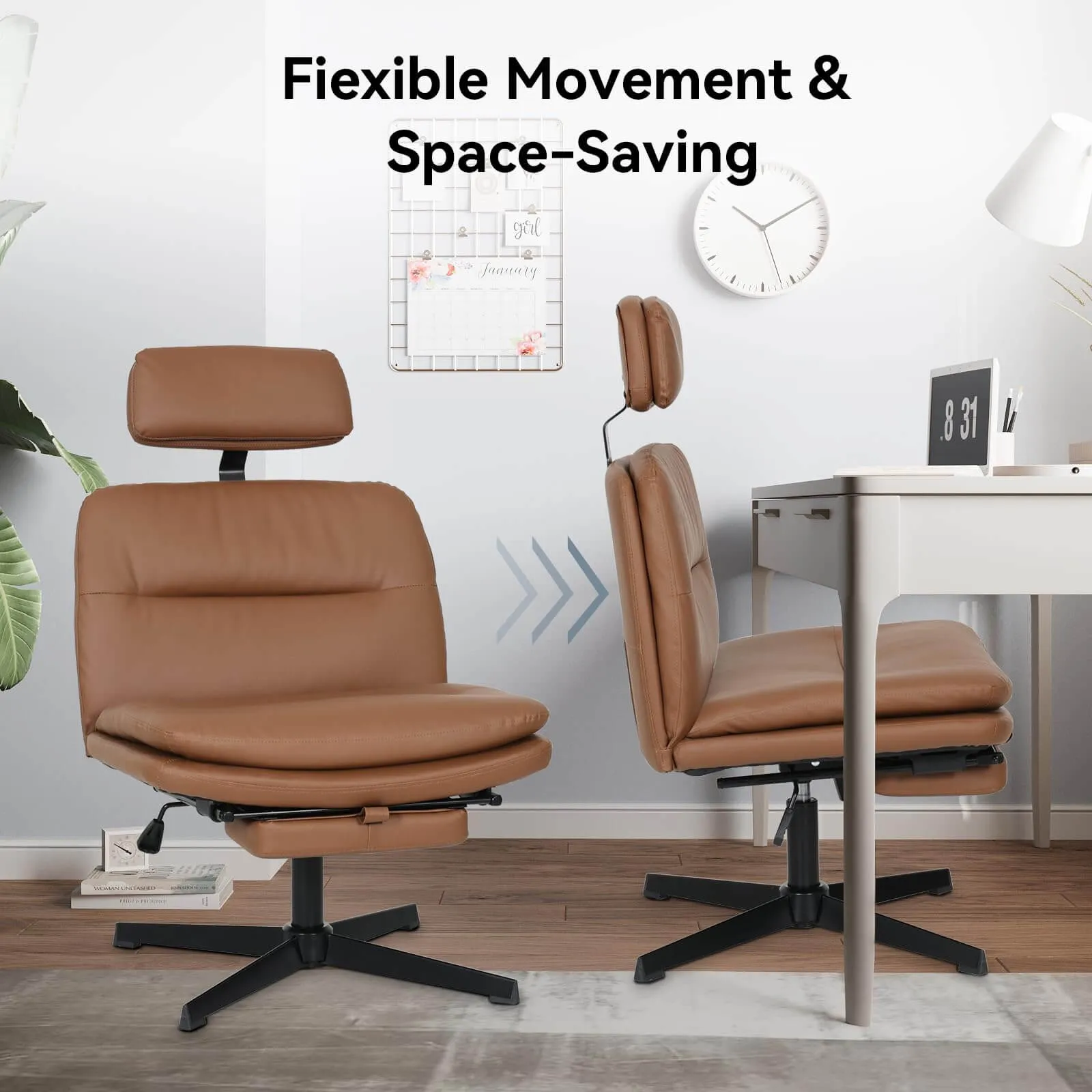 Armless Cross Legged Desk Chair with Headrest&Footrest OC202