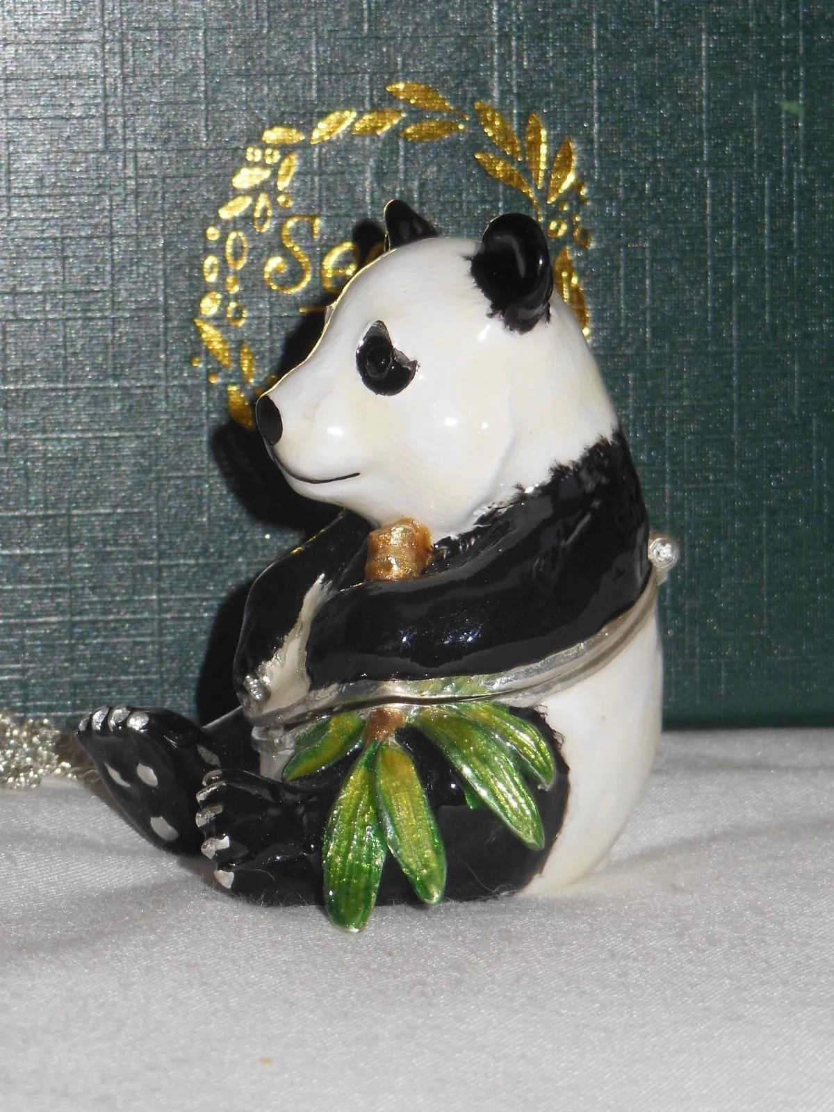 Arora Design Panda Trinket Box with necklace Pendant