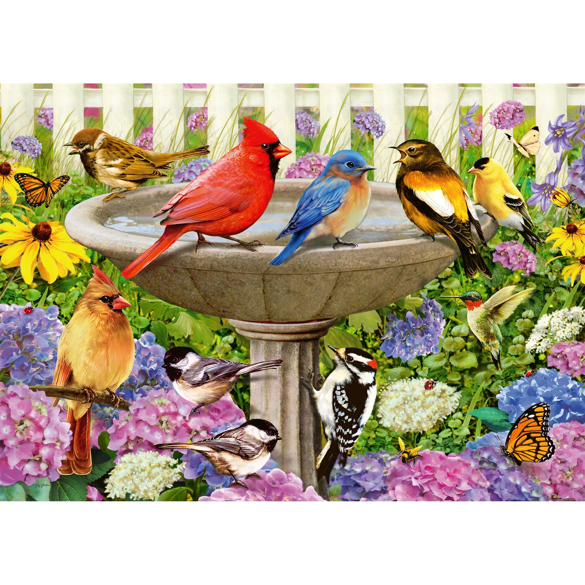 At the Birdbath 500 Piece Puzzle