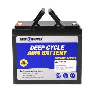 Atem Power 12V 75Ah AGM Deep Cycle Battery Portable 4WD Sealed Marine
