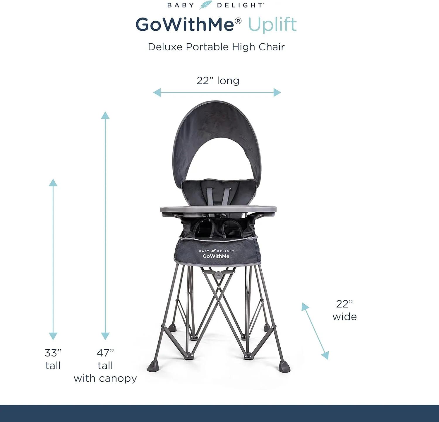 Baby Delight Go with Me Uplift Deluxe Portable High Chair with Canopy