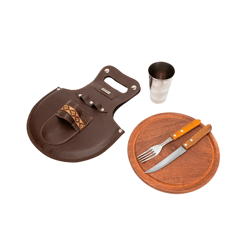 BBQ Set Single Brown Eco Leather