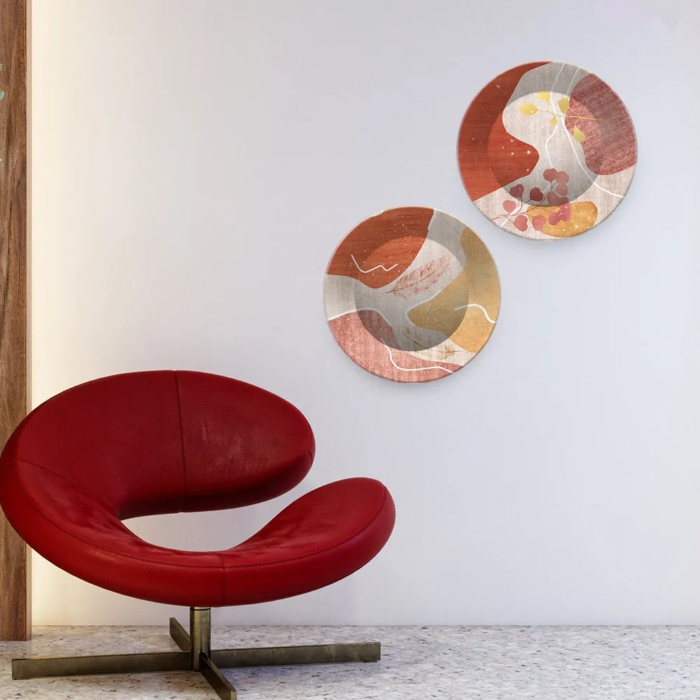 Beautiful Feathers Decorative Art Wall Hanging Plates of Two Pieces