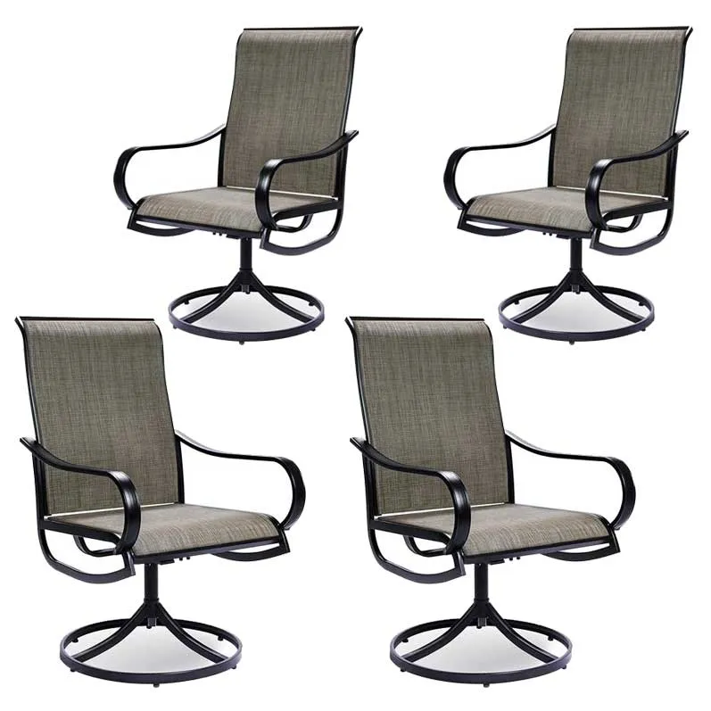 Bigroof Patio Swivel Chairs Metal Mesh Dining Chairs Set with Textilene Fabric, Outdoor Garden Backyard Lawn Furniture Rocker Chair, Black