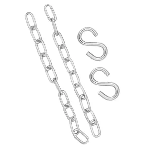 Bliss Hammocks HA-504 Set of 2 12-in Metal Chains & 2 Metal S Hooks | For Use W/ Hammocks