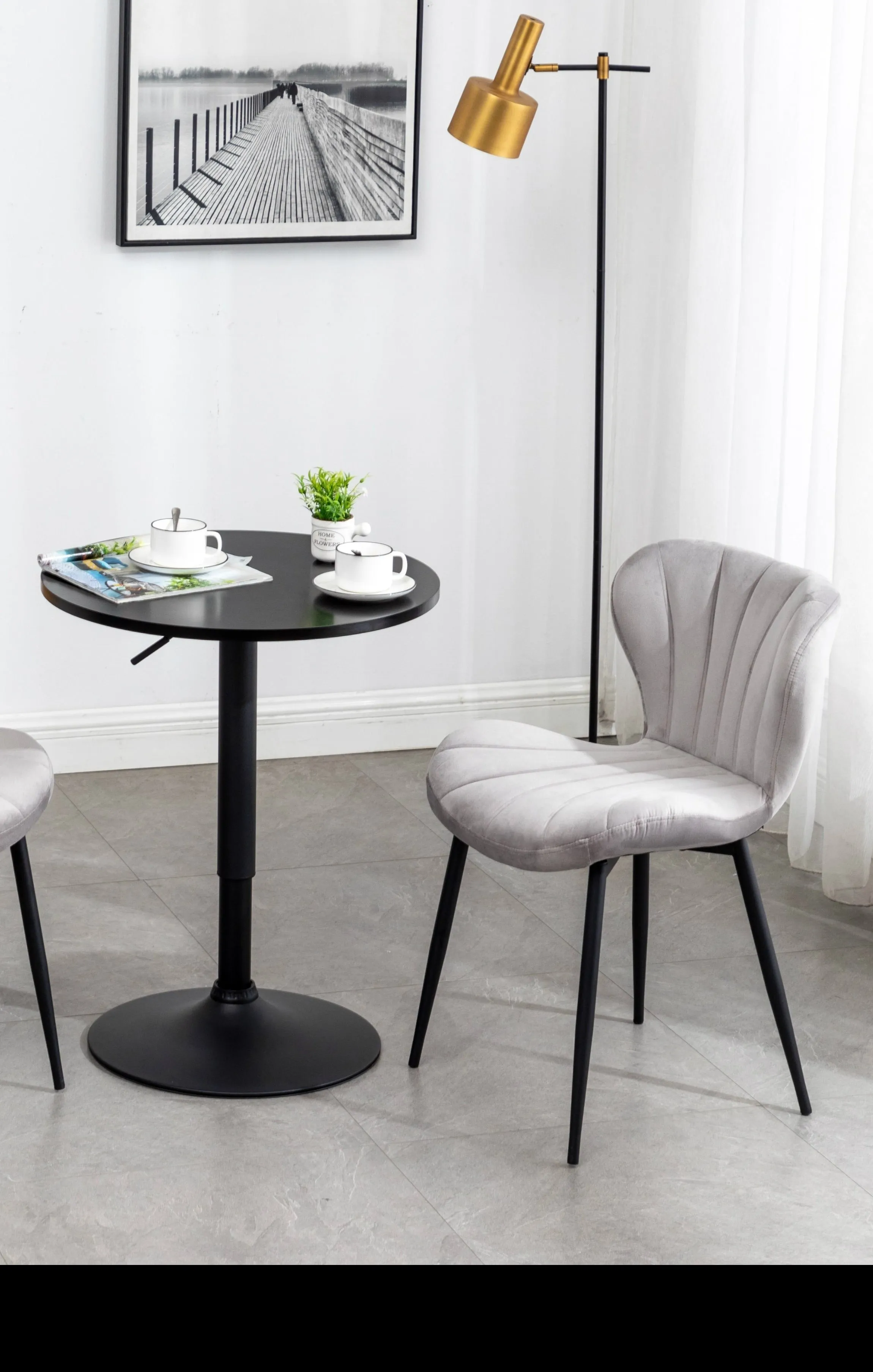 BTExpert Upholstered Modern Grey Velvet Accent Dining Chair
