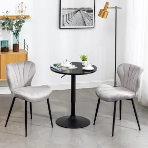BTEXPERT Upholstered Modern Premium Grey Velvet Accent Dining Chair Set of 2