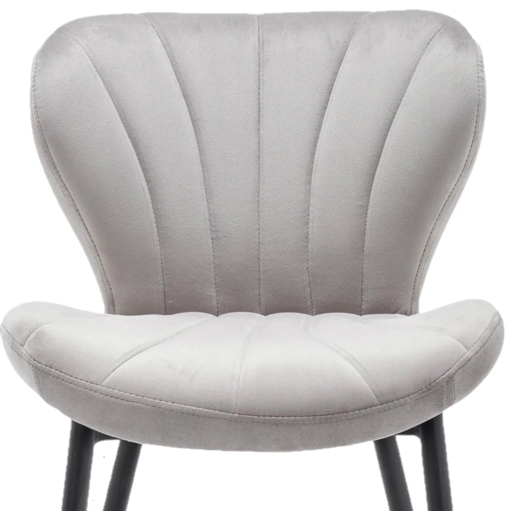 BTEXPERT Upholstered Modern Premium Grey Velvet Accent Dining Chair Set of 2