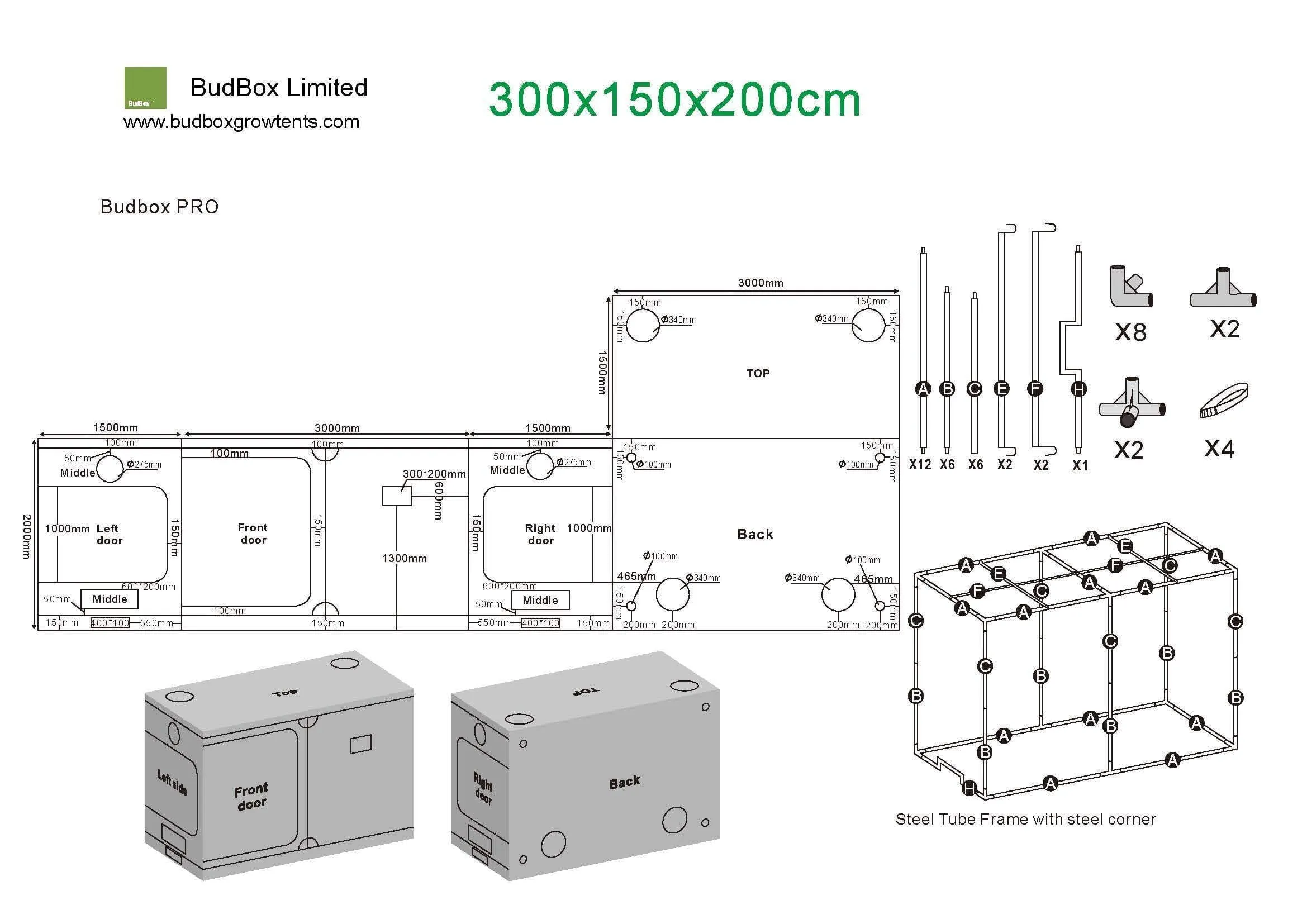 Bud Box Pro Tent Silver  - 300 x 150 x 200cm