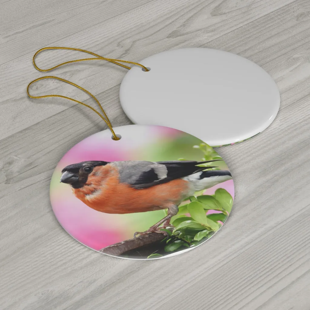 Bullfinch Bird Ceramic Ornament