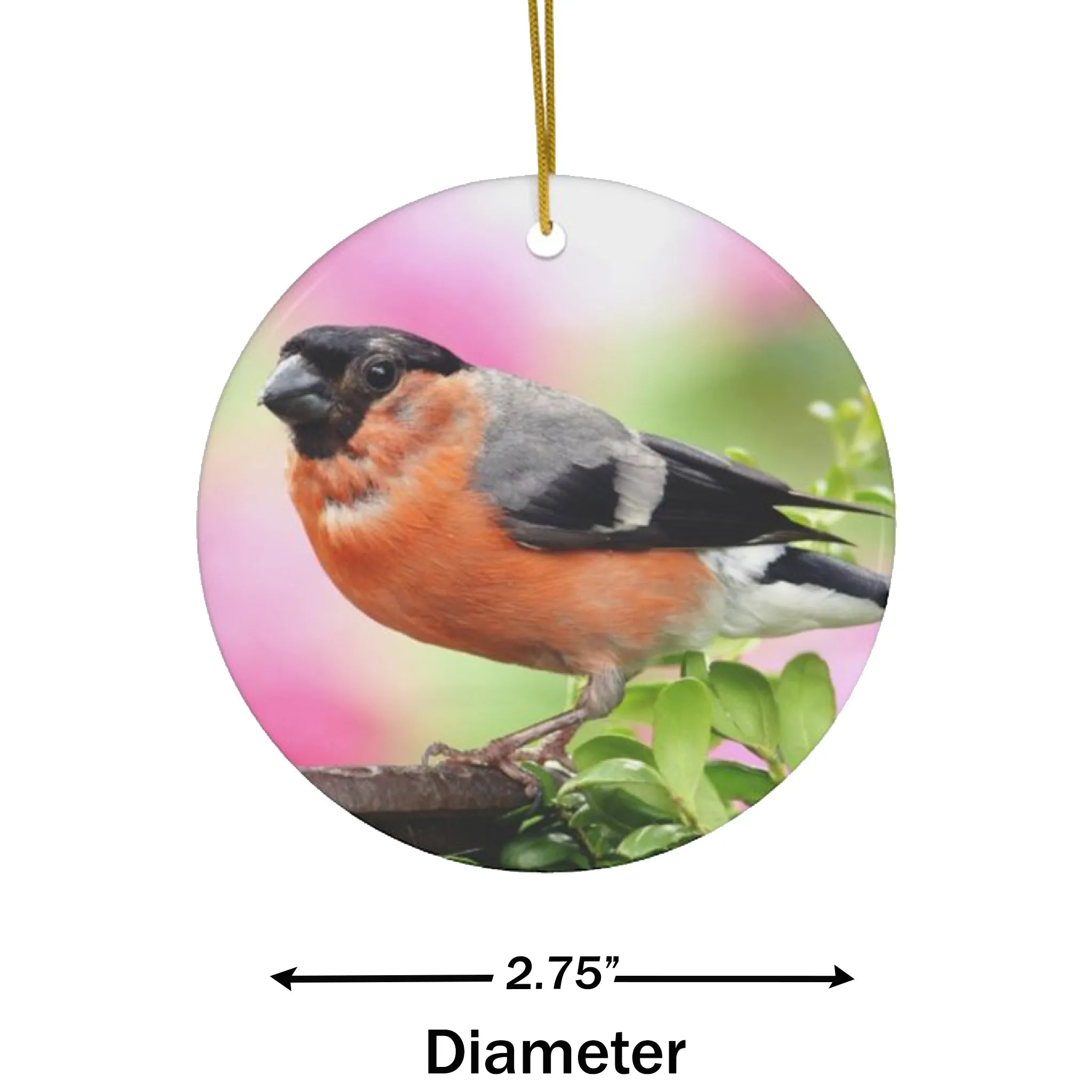 Bullfinch Bird Ceramic Ornament